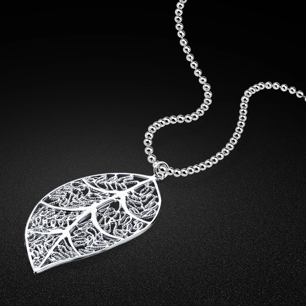 

Elegant Necklace For Women 925 Sterling Silver Leaf Pendant Necklaces Luxury Long Chain Necklaces Jewelry Girls Gifts
