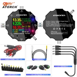 18 em 1 UD18 DC5.5 Tester USB Tipo-C PD DC Voltímetro Digital Power Bank Carregador Tensão Atual Amperímetro Detector Medidor Com APP