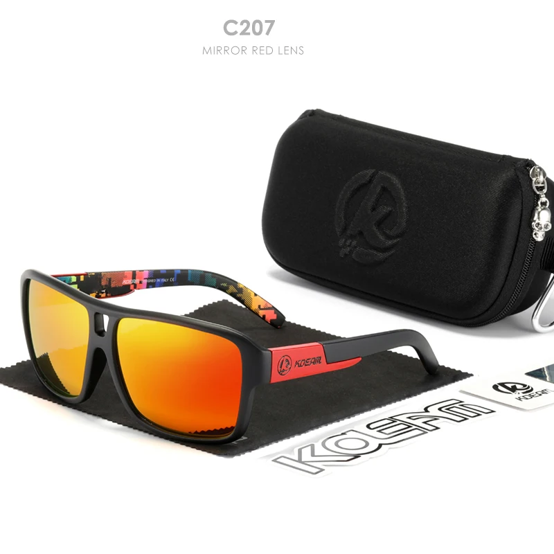 KDEAM Jam Lifestyle Herren-Sonnenbrille, polarisiert, quadratisch, übergroß, Blitzspiegel, Sonnenbrille, Hartbox im Lieferumfang enthalten – Detail 11