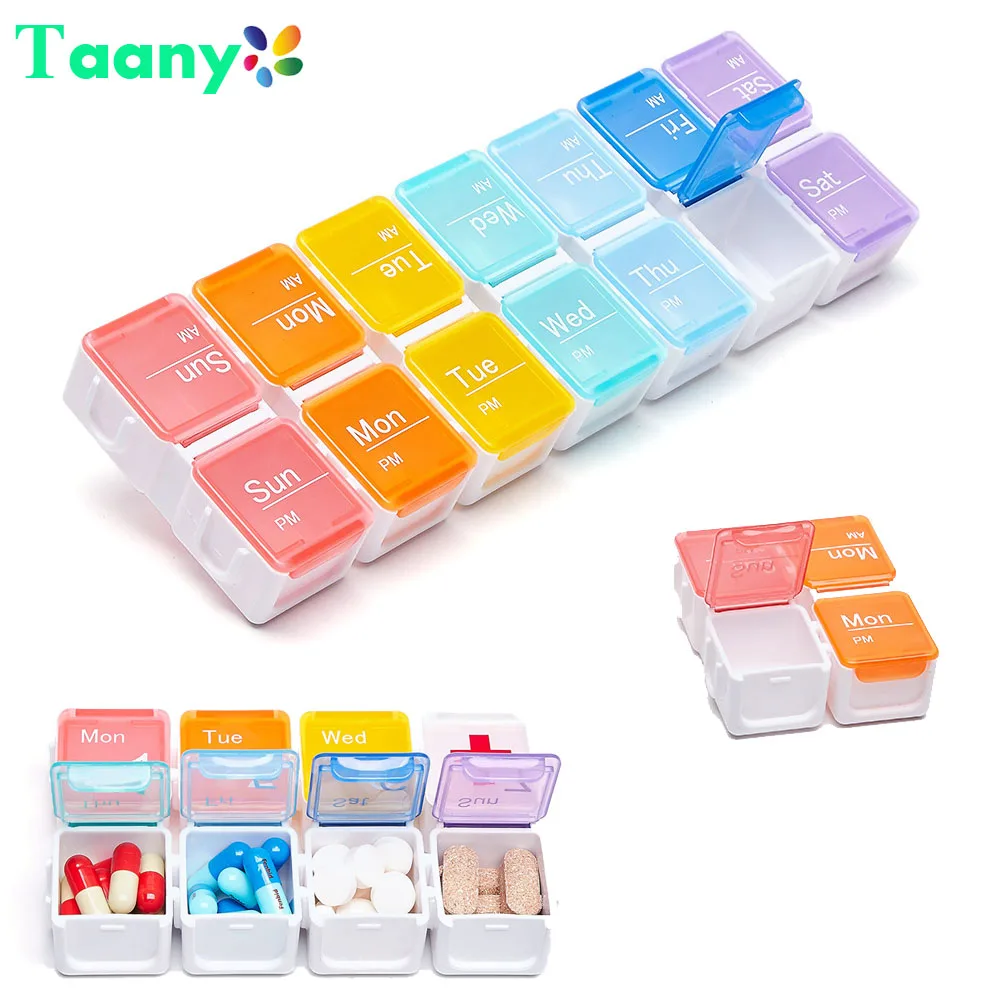 7 Day Pill Box Case Portable Medicine Organizer Pill Storage Box Contain Weekly Pillbox Tablet Pill Dispenser Organizer Case