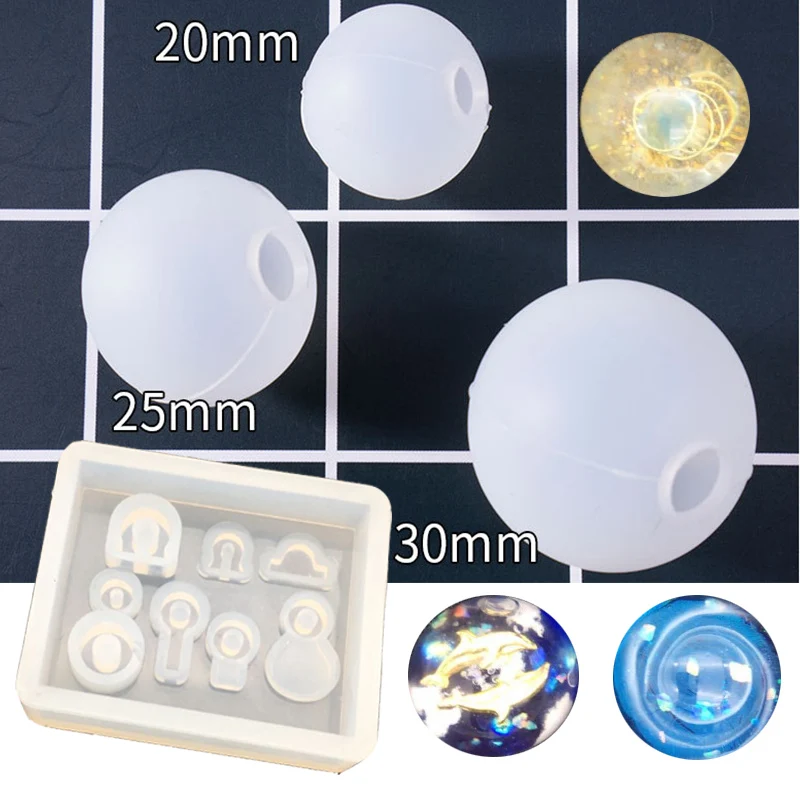 1PC 20/25/30 mm przezroczysta forma kulkowa UV formy żywiczne płynne formy silikonowe do wyrobu biżuterii rzemiosło wisiorek narzędzia