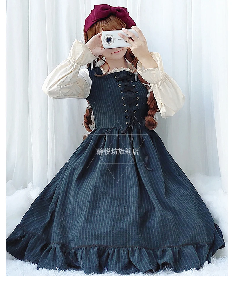 Anh Học Đại Học Phong Cách Ngọt Dây Lolita Đầm Retro Ren Nơ In Victoria Đầm Kawaii Cô Gái Gothic Lolita Cos