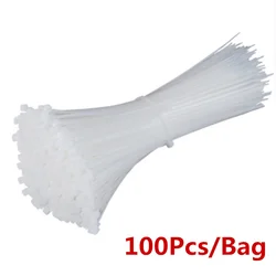 100PCS 3X60/80/100/120/150/200mm 4X150/200/250/300 화이트 밀크 케이블 와이어 지퍼 타이 자동 잠금 나일론 케이블 타이
