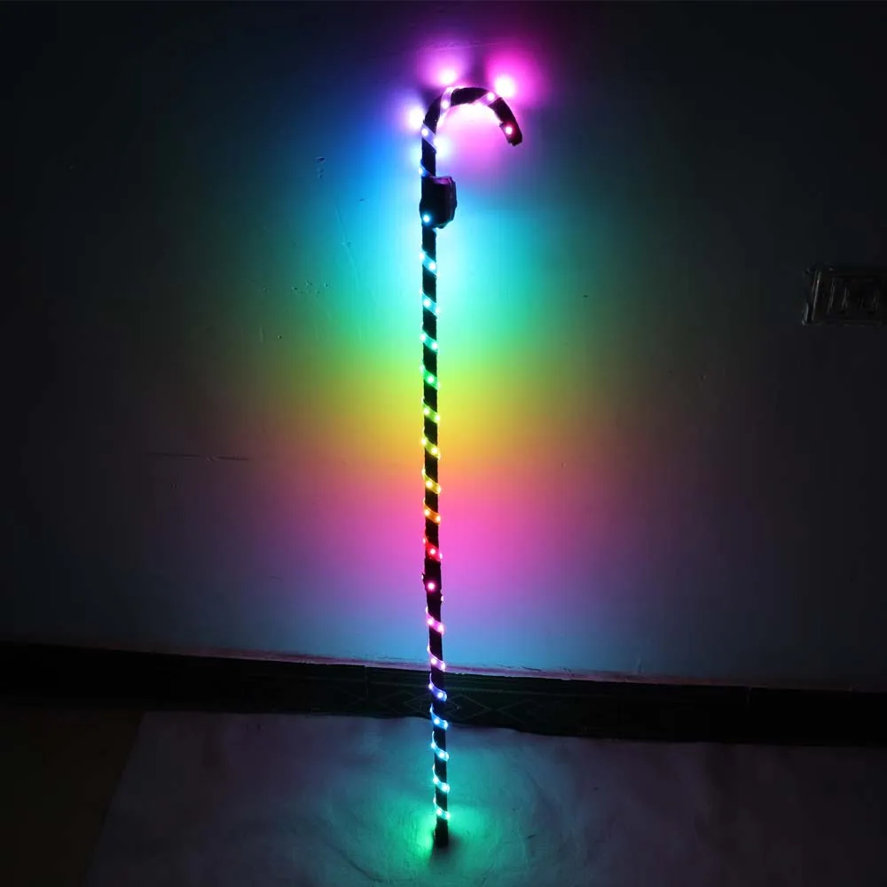 LED Crutch Light Up Cane Belly Dancing Flashing White Canes Women Men Jazz Dance For Stage Performance Party As Gift