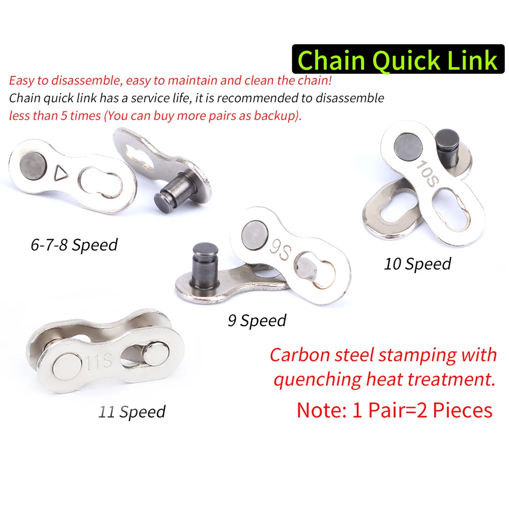 10 Pairs Bike Chain Quick Link Connector Lock Set MTB Road Bicycle Power Chain Quick Release Buckle for 6 7 8 9 10 11 12 Speed