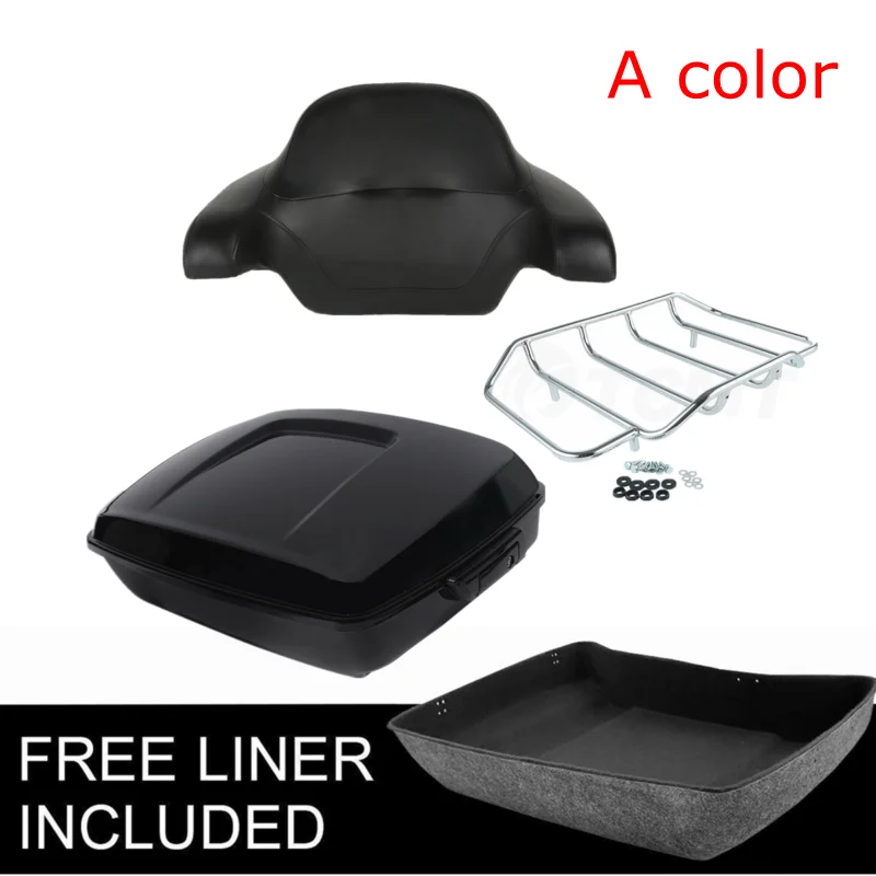 Motorcycle Chopped Pack Trunk Backrest Pad & Rack For Harley Tour Pak Touring Road Electra Street Glide 14-20