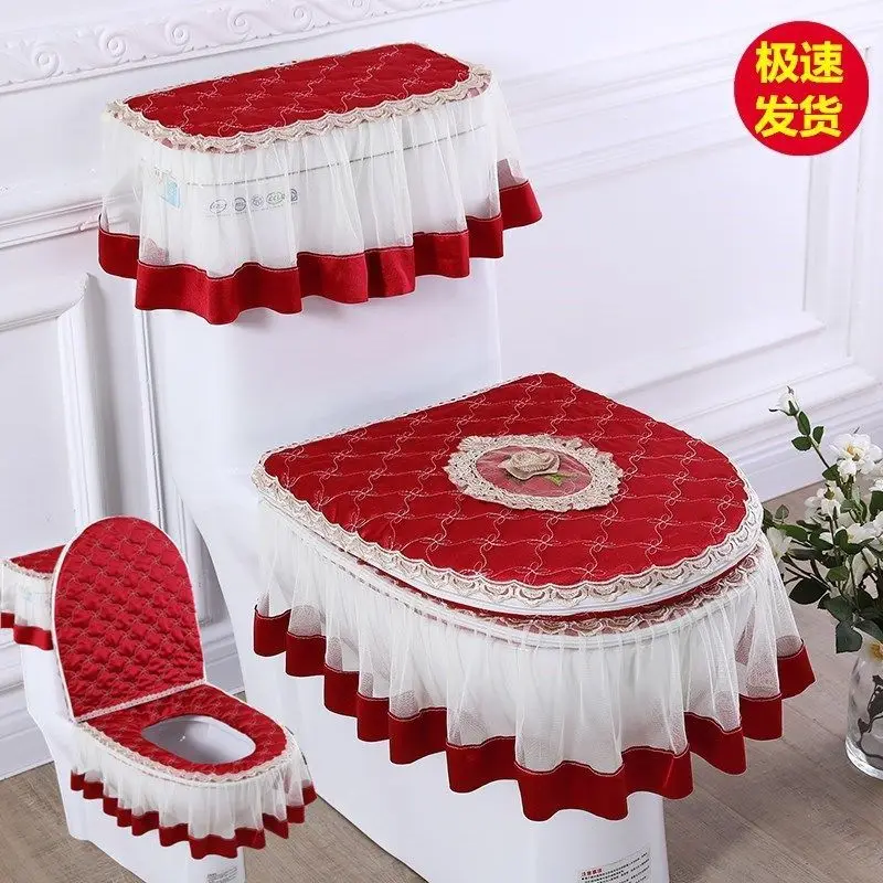 Toilet Cushion 3 Piece Set Winter Toilet Cover U-type Zipper Seat Mat Pad Toilet Accessories WC Mat Hotel Supplies Toilettes