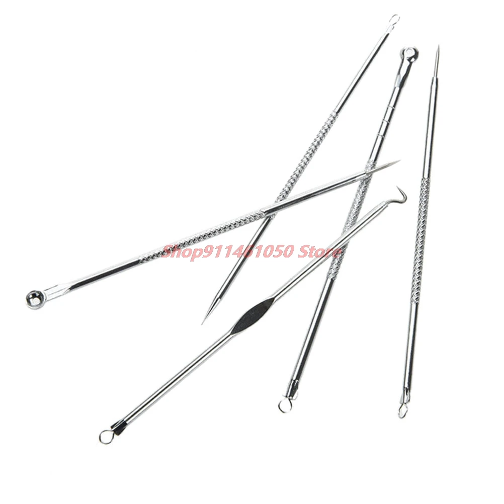 5Pcs Mitesser Extractor Schwarz Dots Reiniger Akne Makel Entferner Nadeln Set Schwarz Flecken Poren Reiniger Werkzeuge Neue