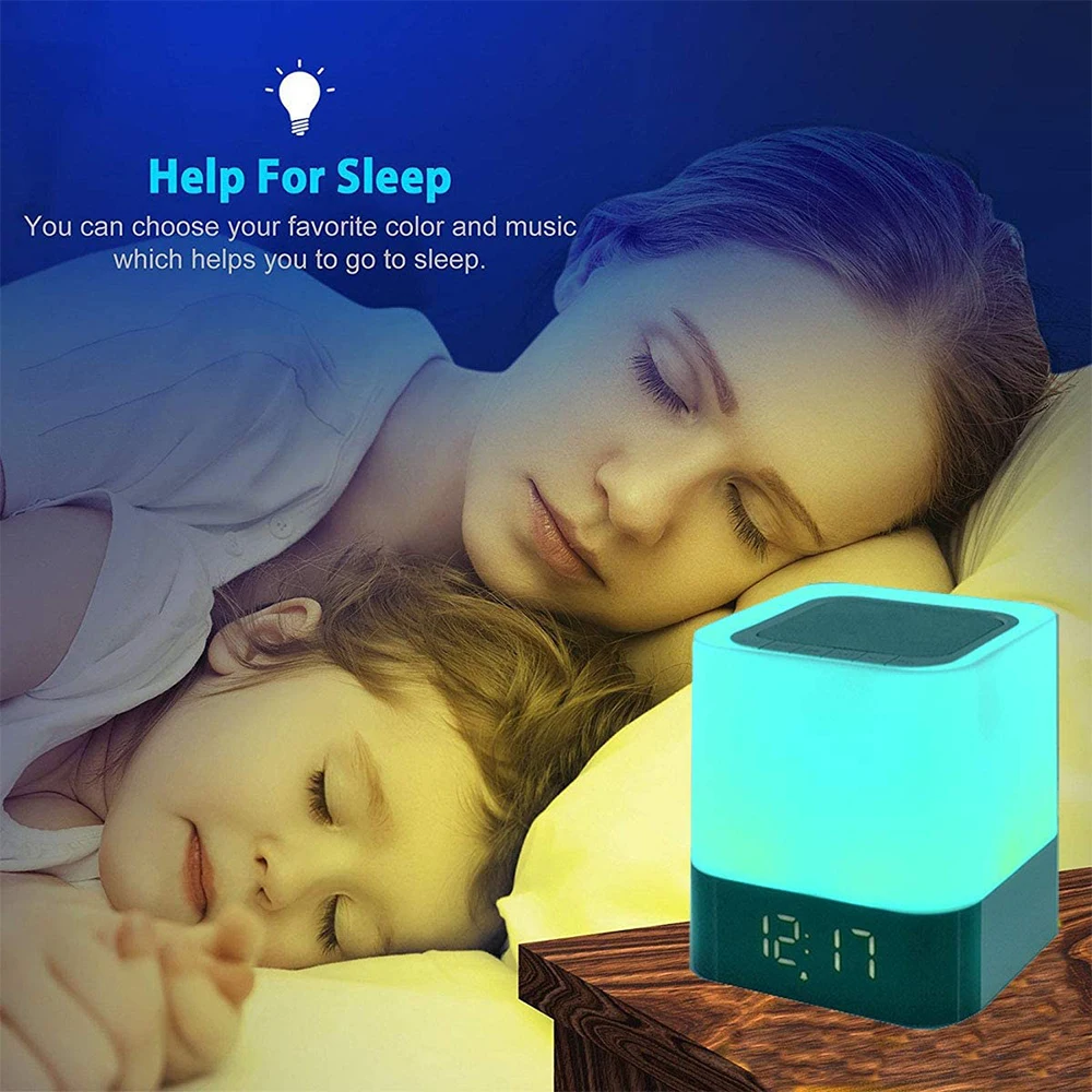 Wireless Bluetooth Speaker Lamp With LED Touch Night Light,Clock,MP3,RGB Multi-Color Changing Night Lights, All in 1