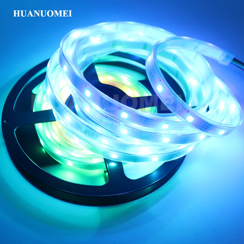 5M 32LEDs/m HD107S LED Pixel Strip 5050 SMD RGB Pixel Addressable Flexible Tape TV Light 5V Lamp Neon Waterproof IP67 White PCB