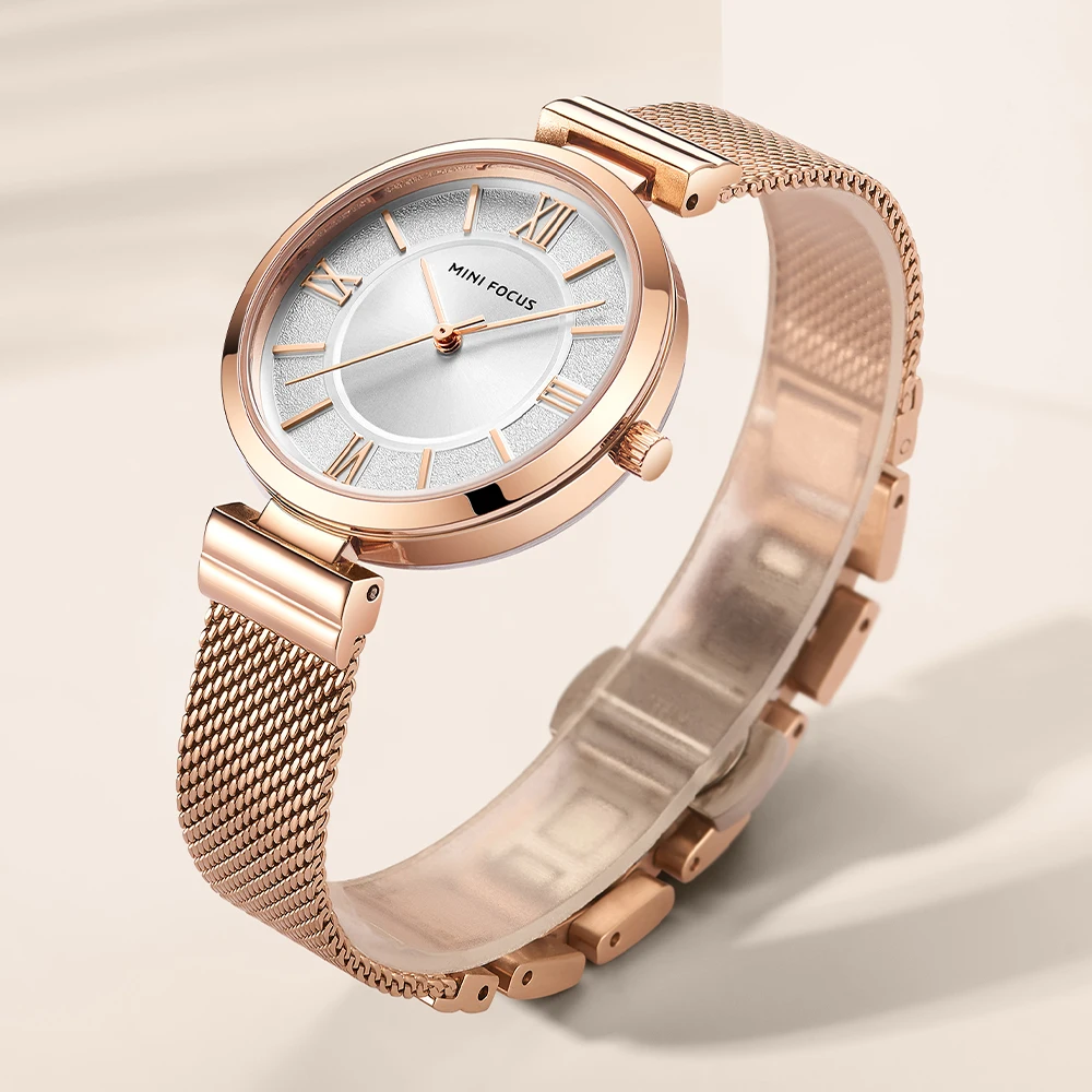 

MINI FOCUS Women's Watches 2020 Luxury Fashion Quartz Watches for Women Rose Gold Mesh Strap Simple Ladies Wristwatch Girls 0272