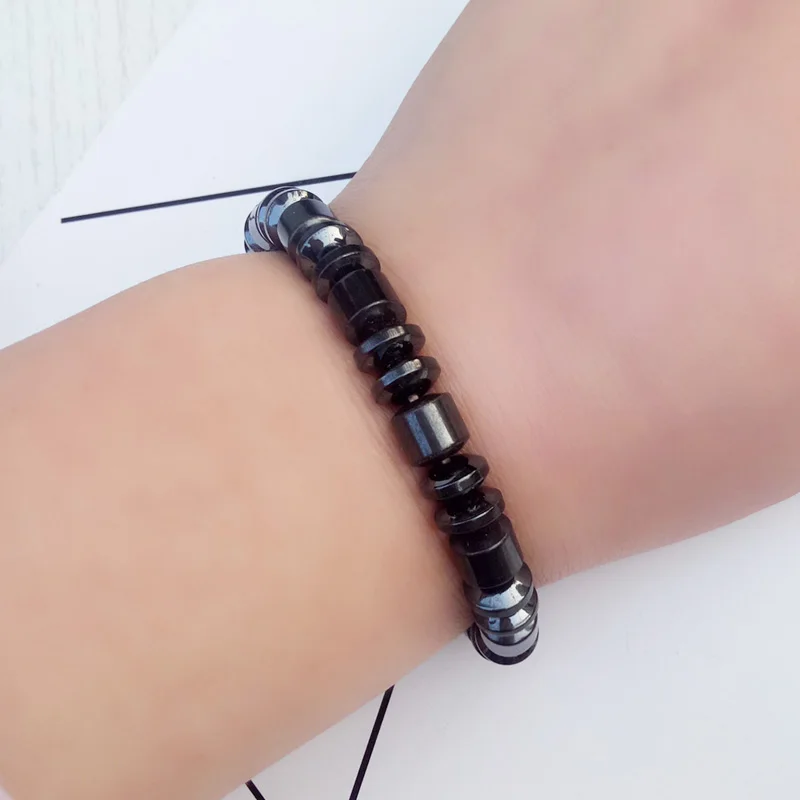 

Black Magnetic Hematite Beaded Bracelet For Men Women Therapy Healthy Unisex