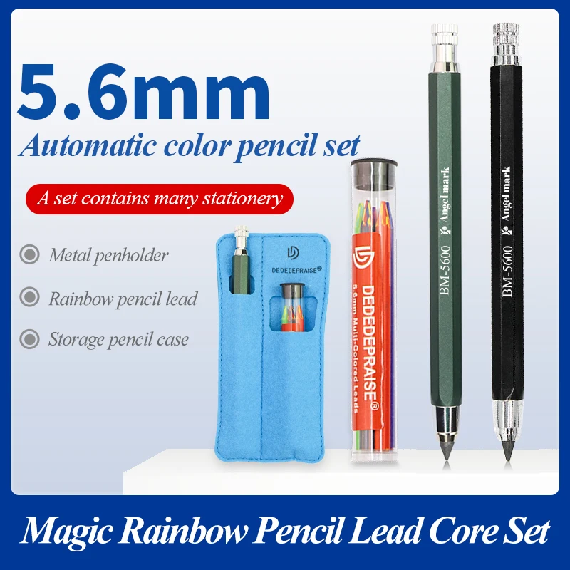 Lápices mecánicos automáticos de 5,6mm y lápiz de grafito de carbón, plomo suave, medio duro, HB 2B 4B 6B 8B 14B, núcleo de plomo para dibujo de