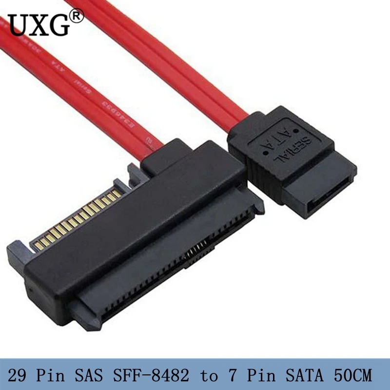 29 Pin SAS SFF-8482 to 7 Pin SATA Style SAS Ports HDD Data Cable + 15Pin Power Connector PC Computer Accessories 50CM