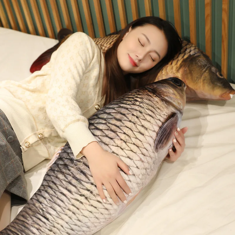 30-100 cm Simulation Lustige Fisch Plüsch Spielzeug Gefüllte Weiche Tier Karpfen Plüsch Kissen Kreative Schlaf Kissen für Kinder mädchen Weihnachten Geschenk – Detail 18