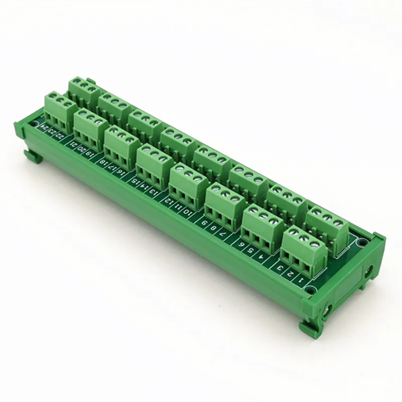 WELL LONG DIN Rail Mount Green Terminal  24A/400V 8x3Position Screw Terminal Block Distribution Module.