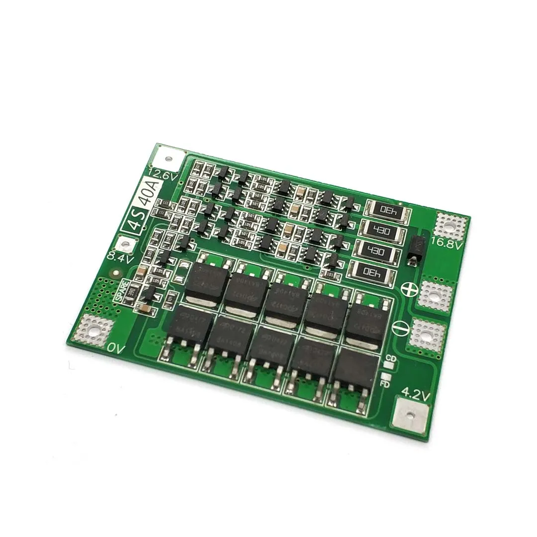 Литий-ионный аккумулятор 4S 40 А, зарядное устройство 18650, печатная плата Плата защиты BMS с балансировкой для дрели, 14,8 в, 16,8 в, модуль Lipo Cell