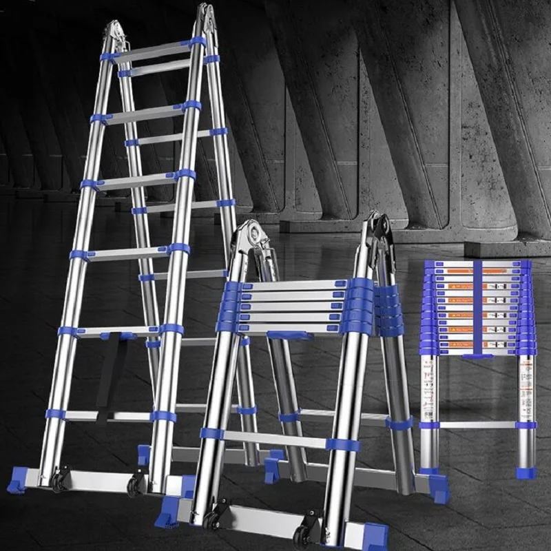 3.25M+3.25M High Quality Thickening Aluminium Alloy Herringbone Ladder Portable Household Telescopic Ladders 11+11 Steps JJS511