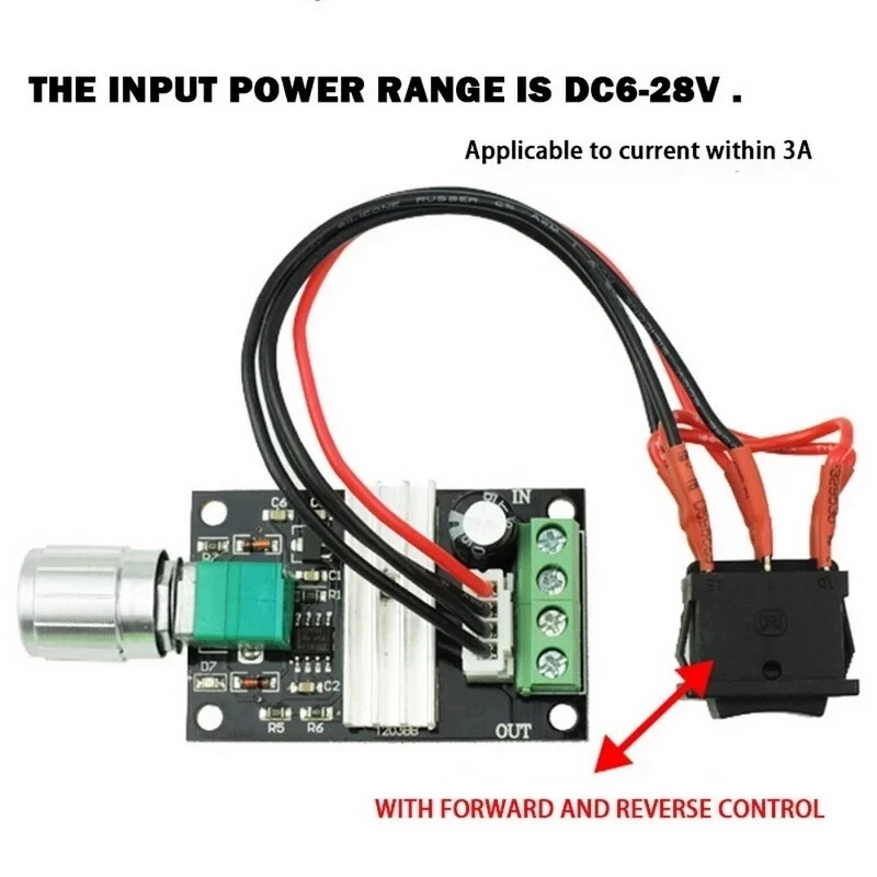 DC 6V 12V 24V 3A 80W PMW Motor Speed Controller Regulator Reversed CW CCW Switch Electric DC6V-28V Motors Drive Module Governor