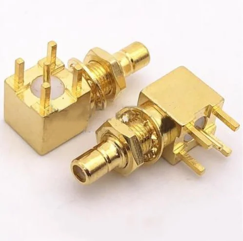 2 Buah SMB Male Plug Nut Sekat Sudut Kanan PCB Solder Adaptor Konektor RF