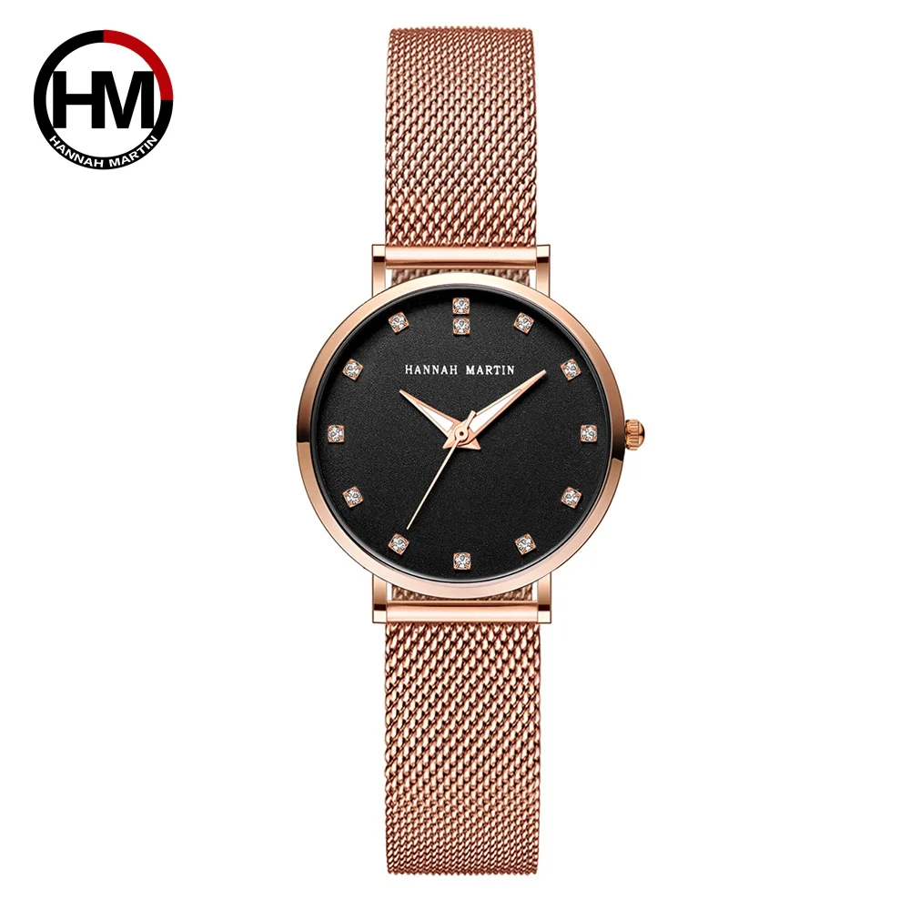 Japan MIYOTA 2035 Quartz Movement High Quality Ladies Watches Stainless Steel Mesh Strap Rose Gold Waterproof Watches For Women