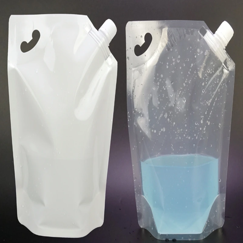 

50pcs 1000ml Empty Stand up Plastic Drink Spout Bag 1L transparent suction bags For Juice Milk water Beer