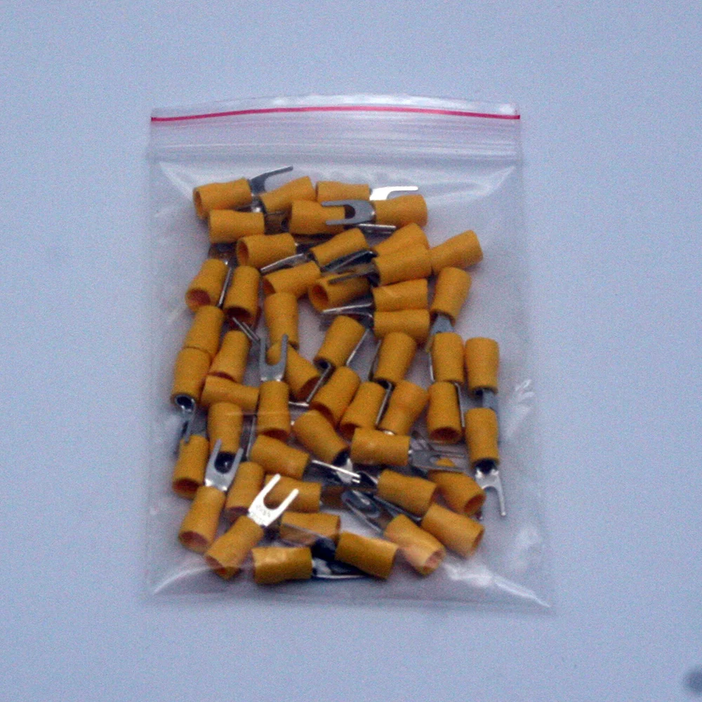 Sv2-3 five color bifurcated cable wire connector 50 PCS / wrapped bifurcated preinsulated fork shovel WG wire crimping termi