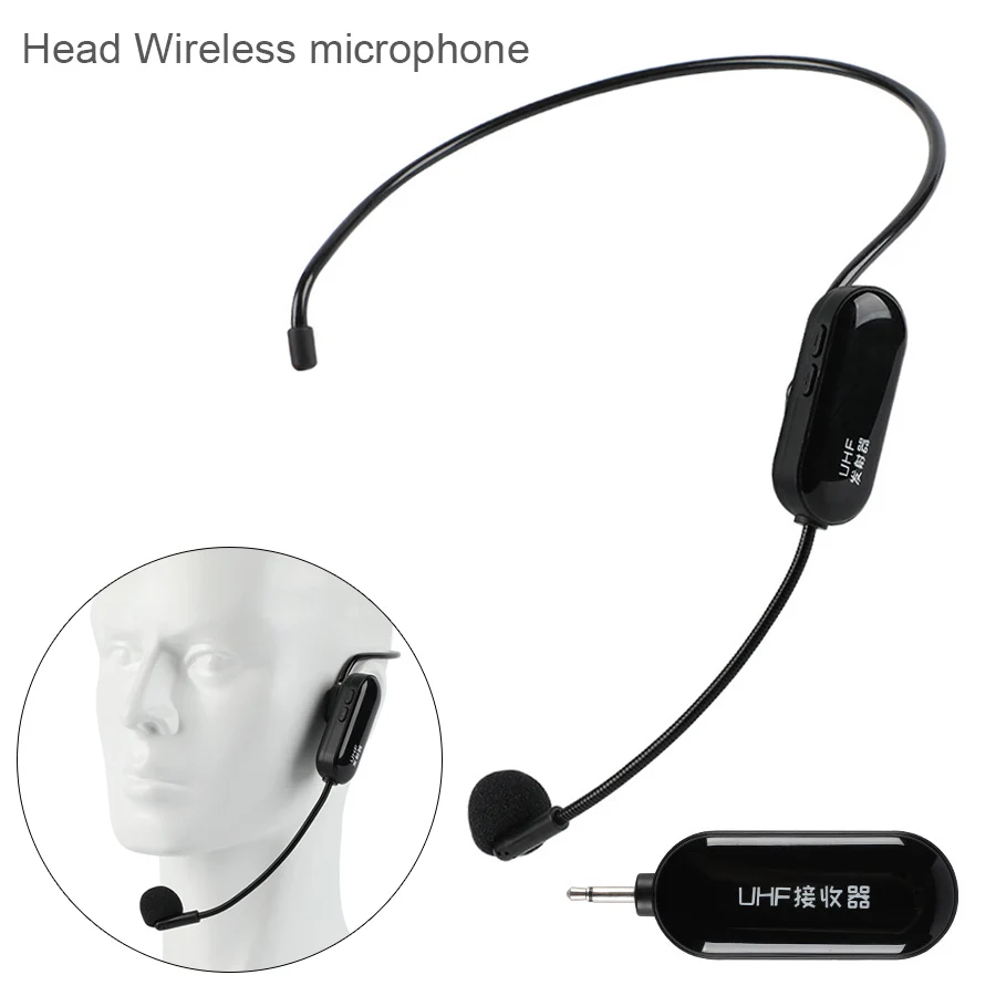 

UHF Wireless Microphone Battery Life Headset Mic 50m Distance Receiver Transmitter for Voice Speaker Teaching Tour Guide