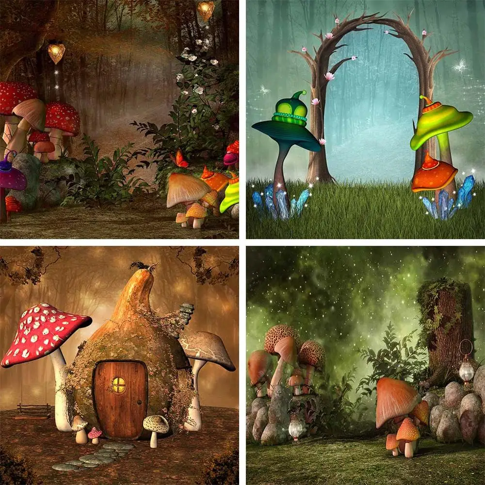 Avezano Background for Photography Winter Christmas Fairytale Forest Mushroom Baby Birthday Party Portrait Backdrop Photo Studi