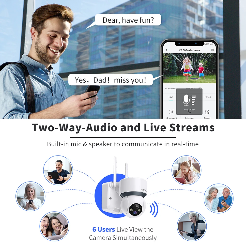 K & F Konzept 1080P Drahtlose Solar Sicherheit Kamera Outdoor Gebaut in Batterie 2-Weg Audio Motion Erkennung farbe Nachtsicht