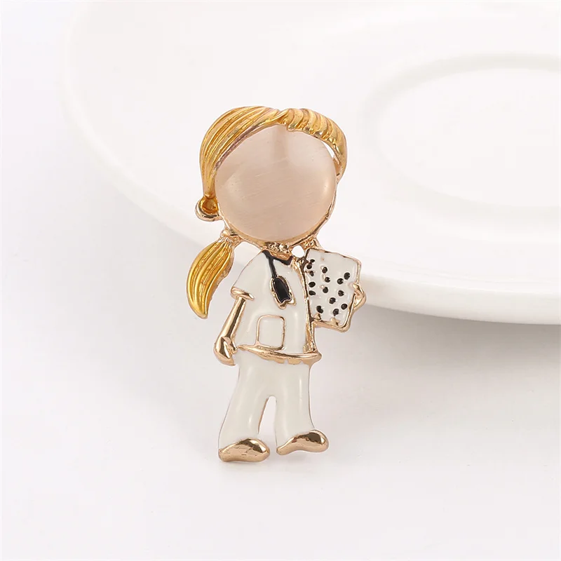 Cute Medical Brooches Nurse Pins Opal Metal Enamel Brooch Jewelry Lapel Clothes Pin Badge Accessories Gift For Doctor Nurse