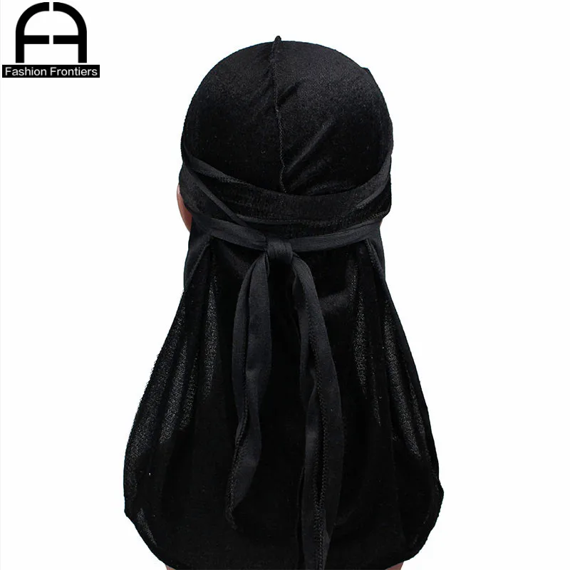 Unisex Men Women Velvet Durag Extra Long Tail Summer Breathable Bandanas Hat Waves Hair Cover Do Du Rags