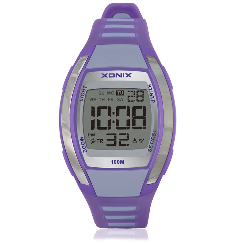 Reloj deportivo Digital con luz LED para mujer, cronómetro con alarma y movimiento japonés FK, resistente al agua hasta 100m, color dorado, ideal