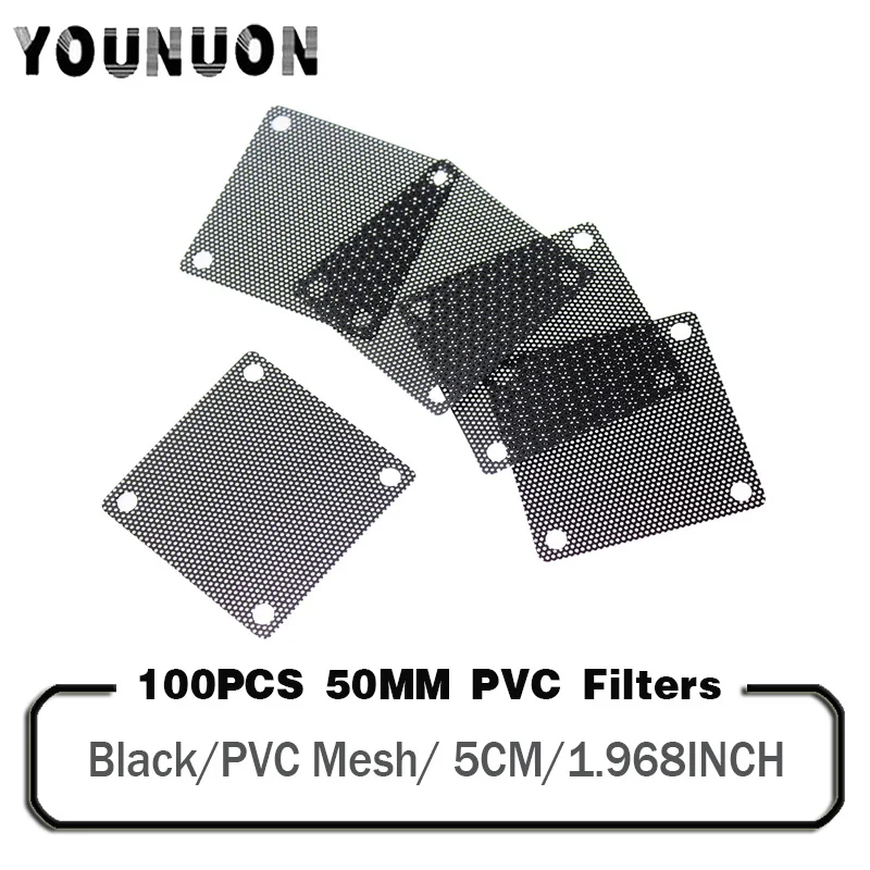 

100PCS YOUNUON 50mm PVC Mesh 50x50mm Cooling Fan Filters Dust-proof 5cm PVC Fan Protect for 5015 5015 5020 5025