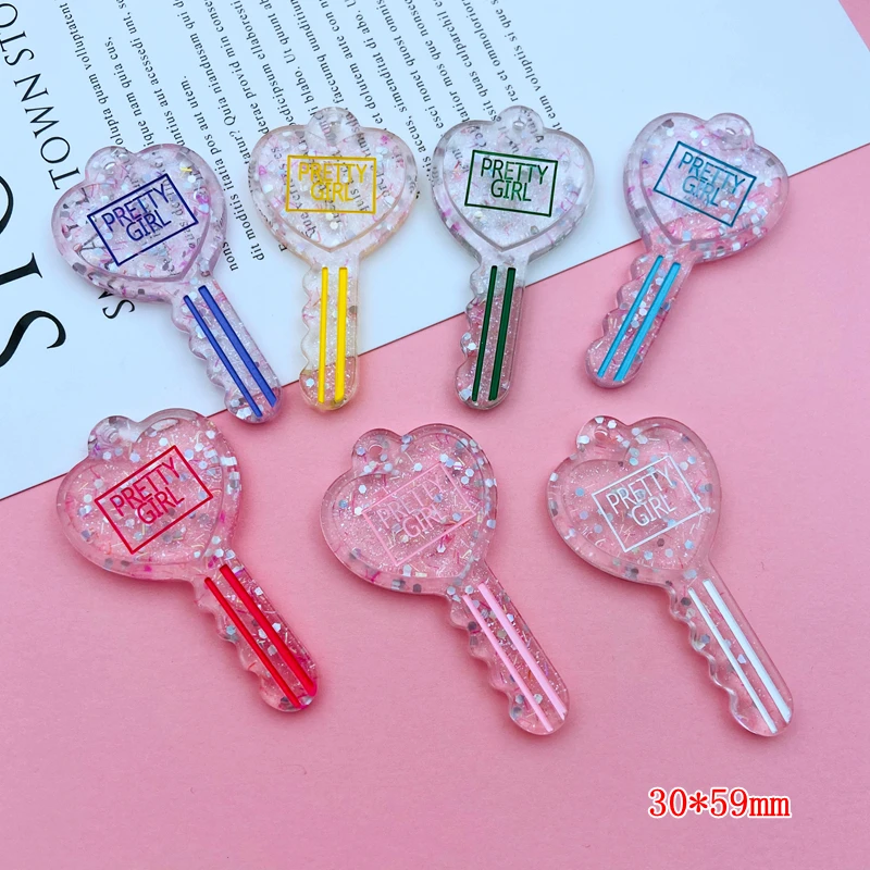 10pcs Colorful Resin Key Charm Cute Lock Pendant for Keychain, Jewelry Earring, Scrapbooking, DIY Making, Necklace