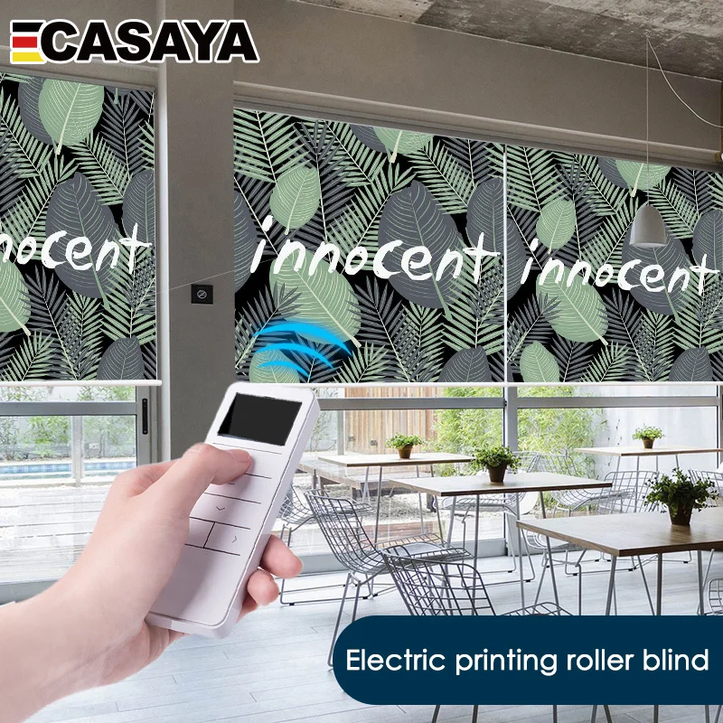 Fashion Digital printed motorized blinds roller tree animal pattern Cartoon electric blinds for home decorate custom size