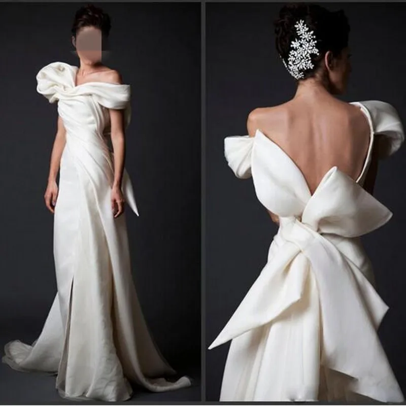 Vestidos de Noche de gama alta, Vestidos formales con cuello de pico largo hasta el suelo, vestido de noche árabe con lazo enorme en la espalda