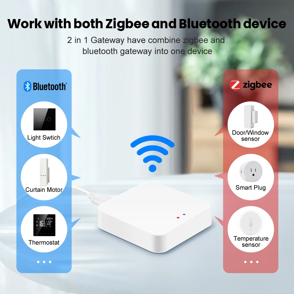 AVATTO Tuya ZigBee Smart Gateway Hub,Bluetooth Zigbee Multi-mode Bridge Wireless Remote Controller Works with Alexa Google Home