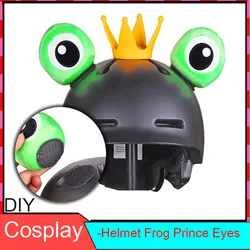 Car Motorcycle Helmet Deco Cute Frog Prince Eye Crown Motocross Full Face Off Road Helmet Accessorie Sticker Cosplay Styling