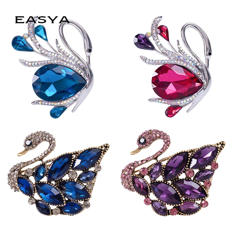 Crystal Swan Jewelry 2022 Latest Style Accessories Animal Pins For Woman Party Banquet Rhinestone Clothese Accessories