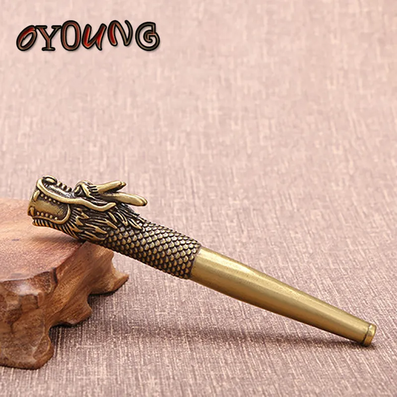 Vintage Pure Copper Smoke Tipsy Dragon Head Cigarette Holder Filter Tobacco Pipe Creative Handmade Father Husband Gift Man Love