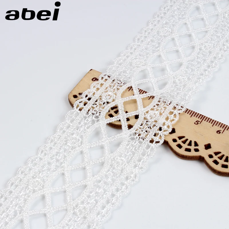 2Yards 4cm White Lace Ribbon Embroidered Hollow lace trims DIY Garments Edge Embellishment Appliques Accessories