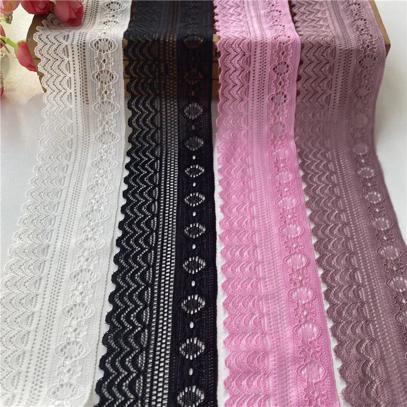 5 Meters Elastic Lace Ribbon White African Lace Fabric Elasticity Lace Trim Embroidered Sewing Clothing Underwear Accessories