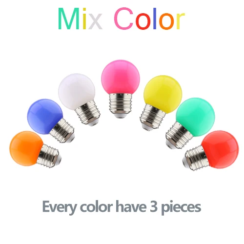 20 stks E27 LED Gloeilamp 220 V G45 1 W LED Kleurrijke Licht Kroonluchter Lamp Kerst Decor Vakantie Lamp Voor Thuis Versieren Verlichting