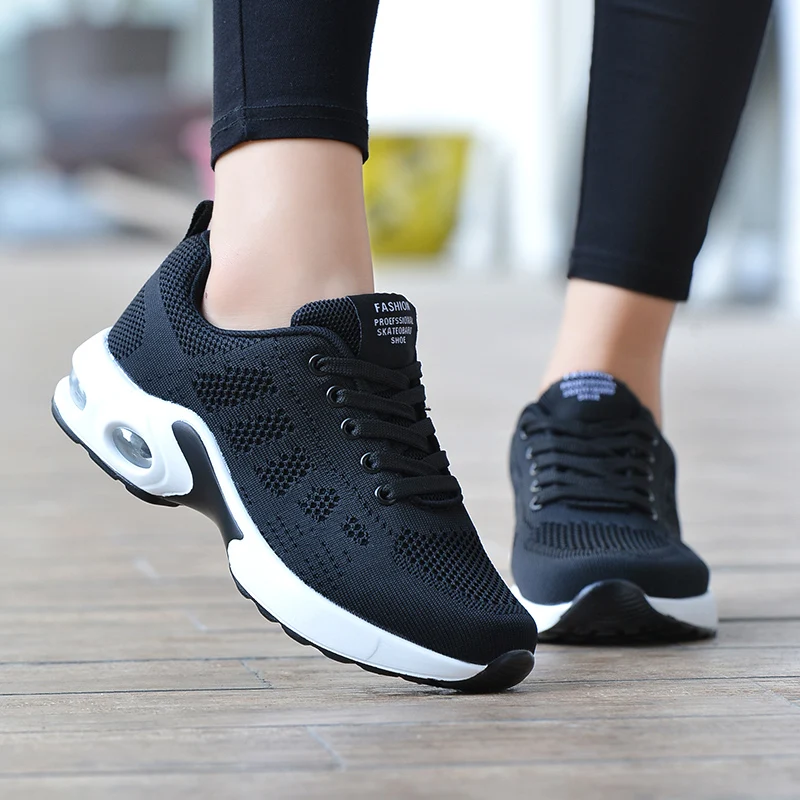 Zapatillas Mujer 2021 Women Sneakers Air Sole Athletic Running Shoes Lace-up Breathable Jogging Shoes Leisure Outdoor Sneakers