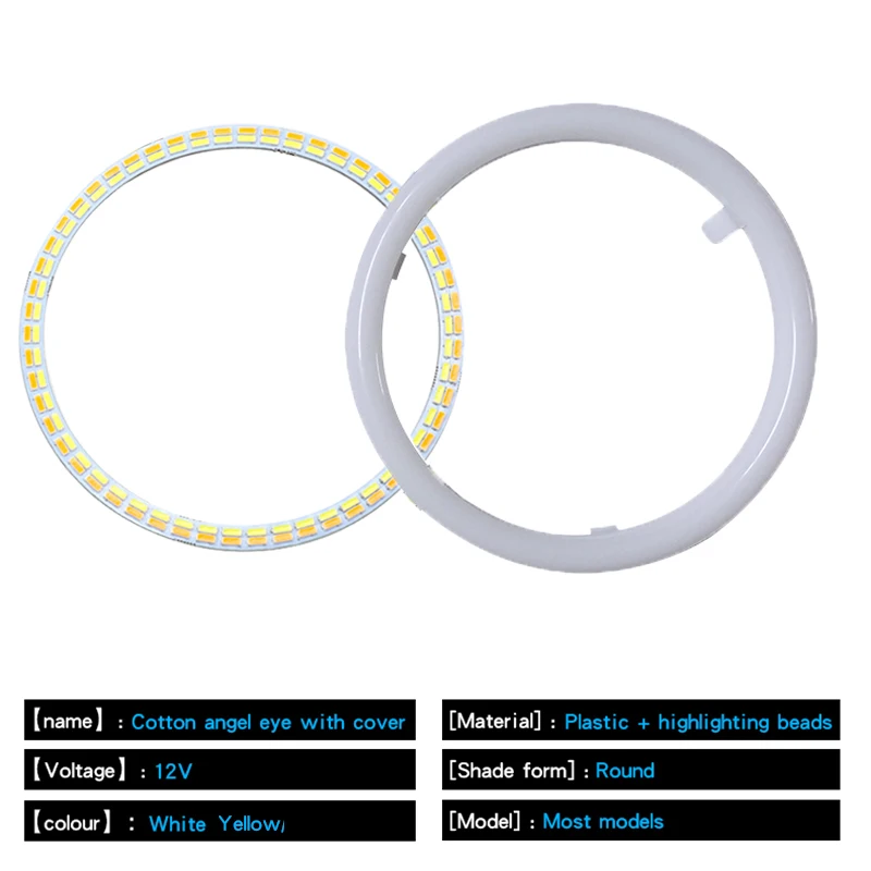 Car Angel Eyes Led Car Headlight DRL Daytime Running Light Auto Halo Ring Led Angel Eyes 12V Day Light Turn Signal White Yellow image 4