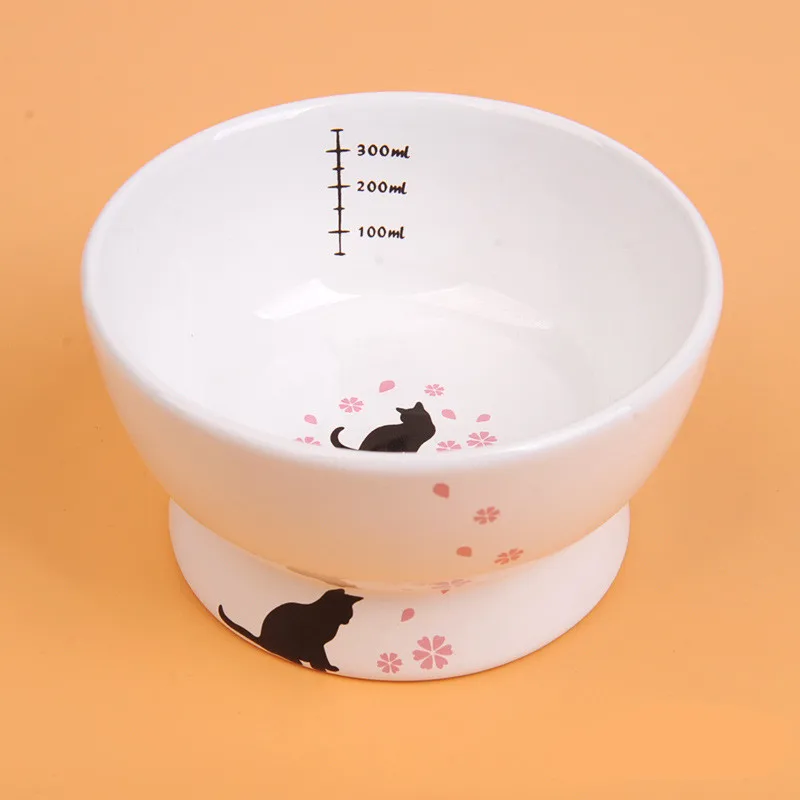 Lovely Pet Feeder Bowl Cartoon Shape High-foot Single Mouth Skidproof Ceramic Dog Cat Food Bowl Pet Products Drinking Bowl