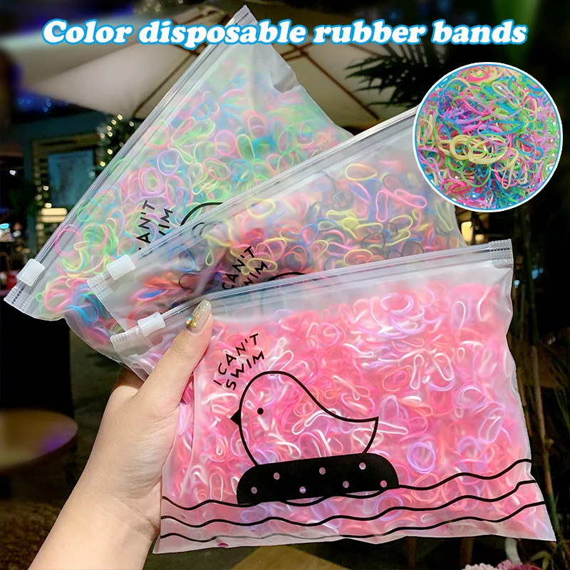 

1000PCS Colorful Rubber Hair Band Fashion Elastic Hair Ties Hair Style Essential for Kids Girl Home Storage for Small Thing