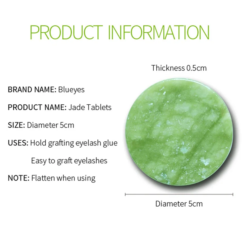 Eyelashes Extension Jade Stone Green Glue Lashes Jade Stone False Eye Lashes Glue Pad Adhesive Holder Useful Make Up Tools