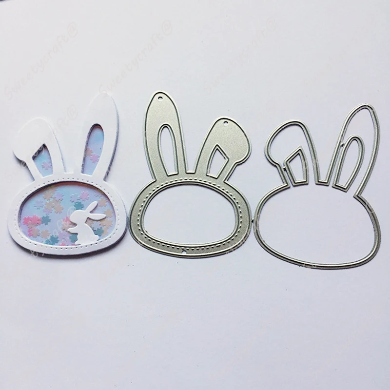 

Easter Bunny Rabbit Frame Shake Metal Cutting Dies Dies Scrapbooking Stamps Craft Background Die Cut New 2024 DIY Card Making